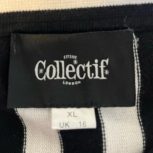 Collectif Lailie Striped 60's Cardigan Black White Buttons - 2X - EUC - Picture 11 of 12